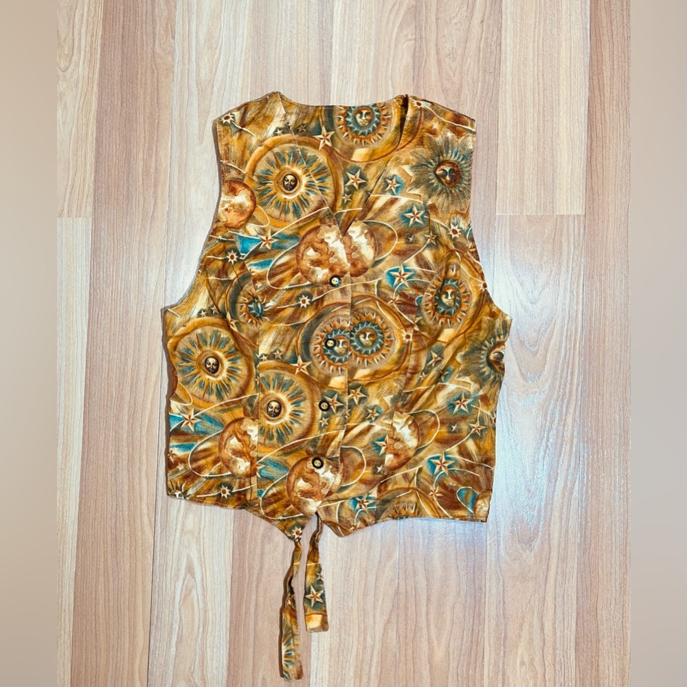 Vintage CELESTIAL TAPESTRY VEST Sun, Stars and Planets size XS/small women’s